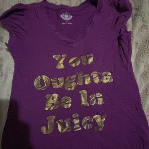 Authentic Juicy Couture “You Oughta Be In Juicy” shirt with ruffled short sleeve